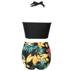Black Smock Printed Bikini Swimwear TQK610300-2