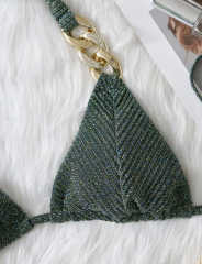 Army Green Diamond Chains 2pcs Bikini Swimsuit TQK610326-27