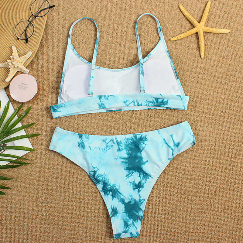 Aquamarine Two-piece Tie Dye Bikini TQK610175-45