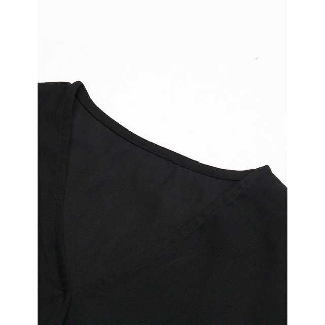 Black V Neck Splicing Swiss Dot Mesh Long Sleeve Bodysuit TQV220115-2