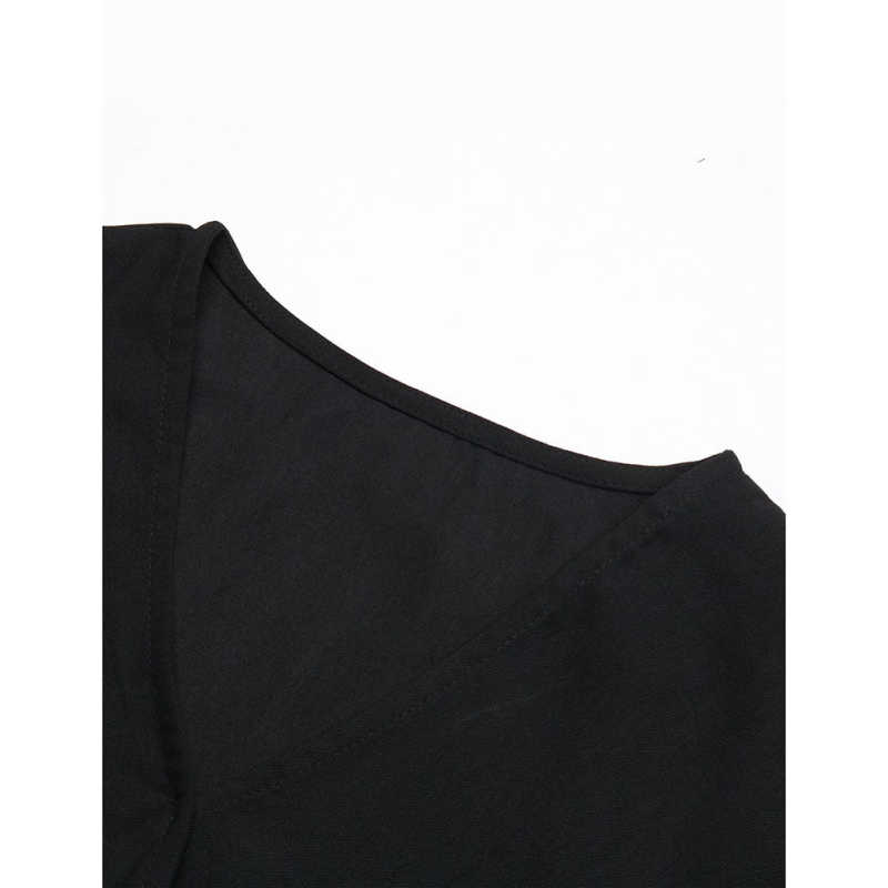 Black V Neck Splicing Swiss Dot Mesh Long Sleeve Bodysuit TQV220115-2