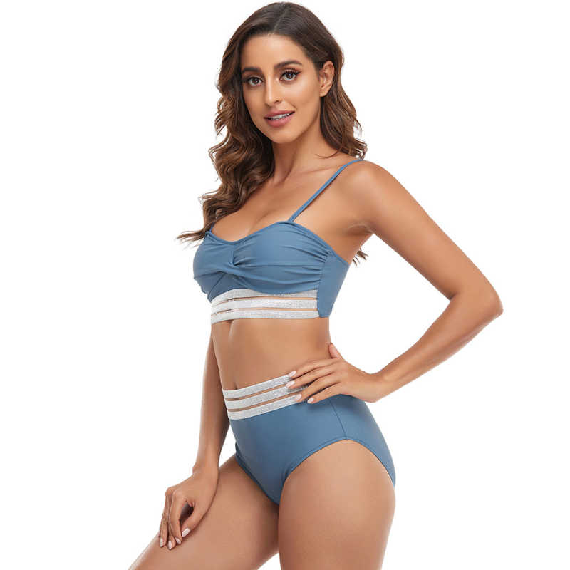 Pewter Twist Front Splicing 2pcs Bikini Set TQK610271-43