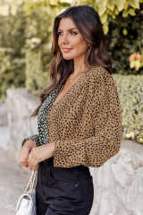 Spliced Leopard Print Wrap Long Sleeve Bodysuit LC6421198-20