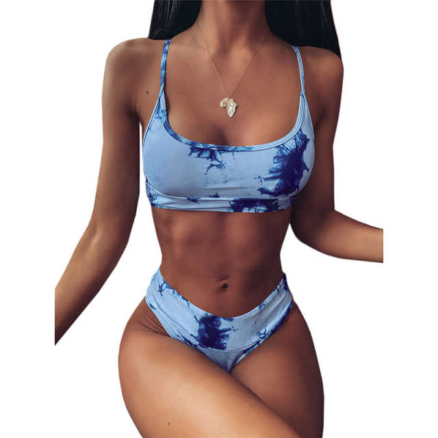 Blue Two-piece Tie Dye Bikini TQK610175-5