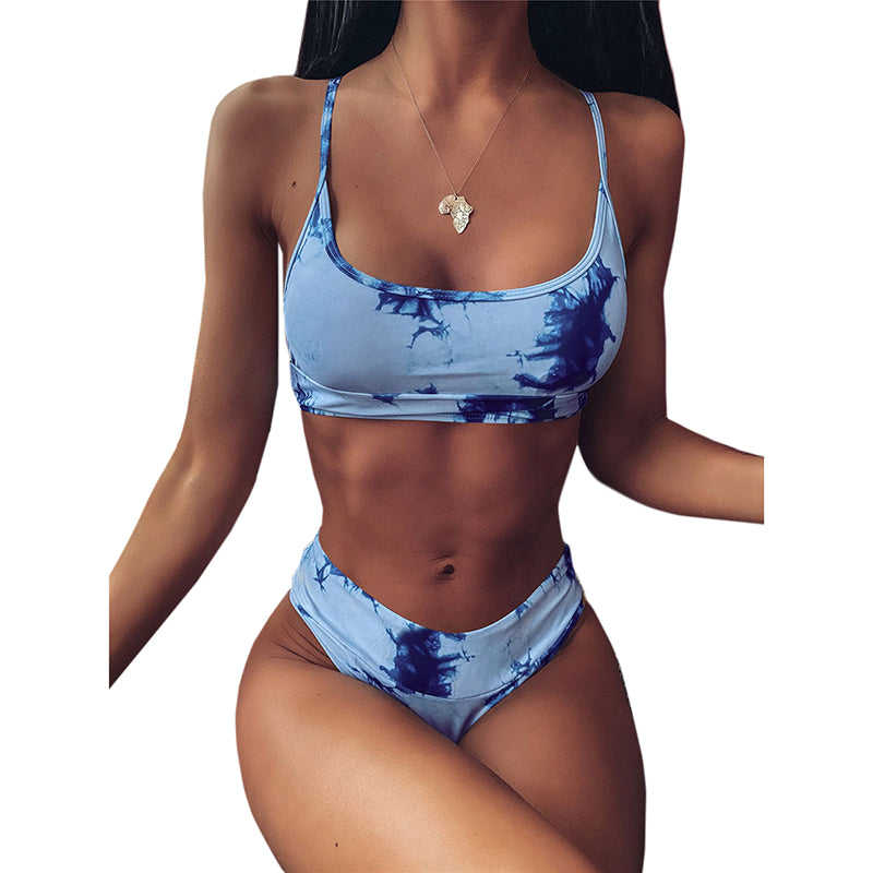 Blue Two-piece Tie Dye Bikini TQK610175-5