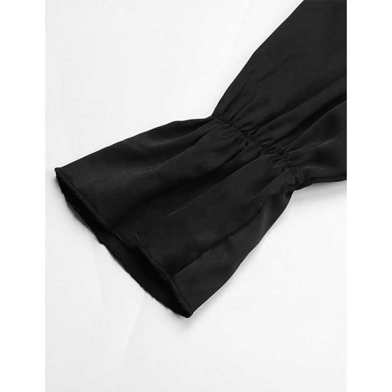 Black V Neck Wrap Long Sleeve Bodysuit TQV220137-2