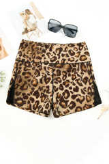 Leopard Mesh Cutout Patchwork Swim Shorts LC472303-20