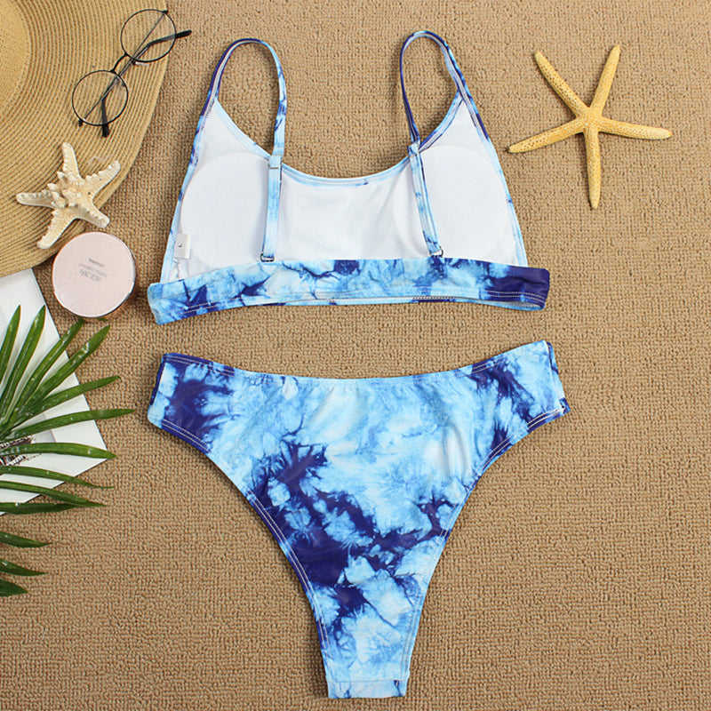 Blue Two-piece Tie Dye Bikini TQK610175-5