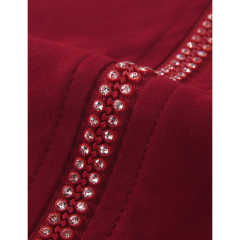 Red Diamond Tassel Zipper Sleeveless Bodysuit TQV250001-3