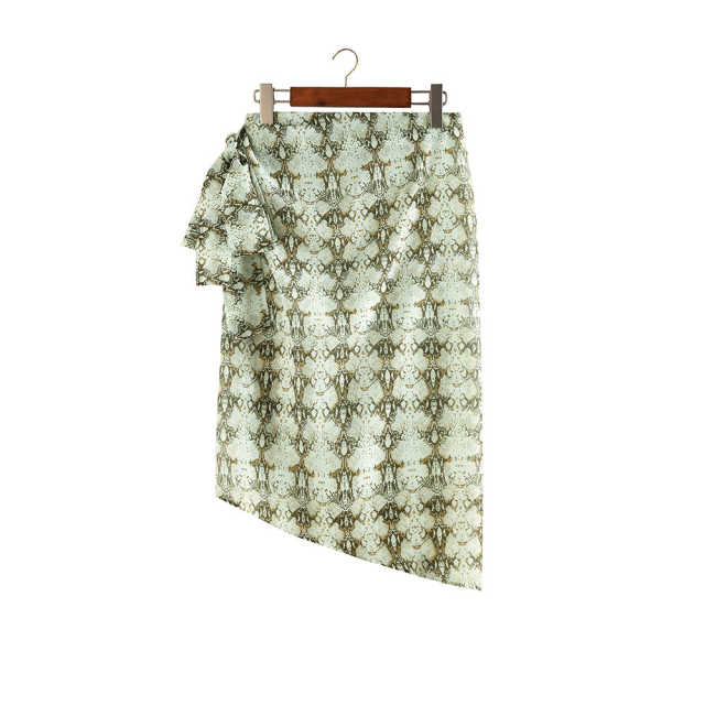 Khaki Snake Print Chiffon Beach Wrap Skirt TQK650083-21