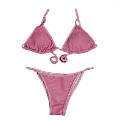 Pink Glitter Yarn Two-piece Bikini Set TQK610202-10