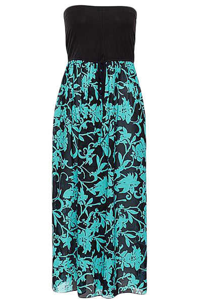 Black Turquoise Printed Beach Dress LC42159-5