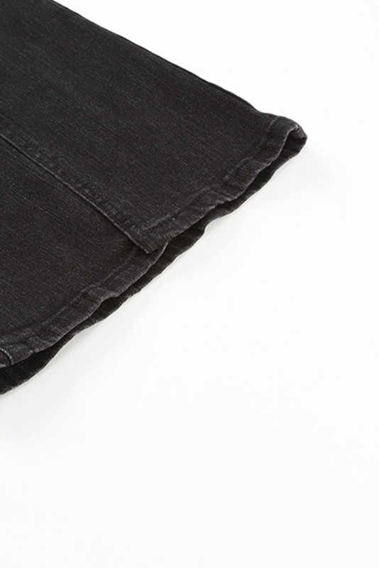 Black Exposed Seam Split Flare Jeans LC7872654-2