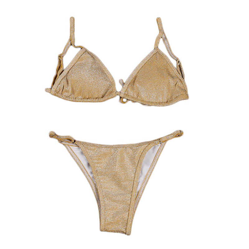 Gold Glitter Yarn Two-piece Bikini Set TQK610202-12