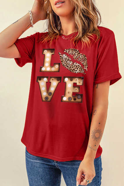 Red Valentine's LOVE Graphic Tee LC25219637-103