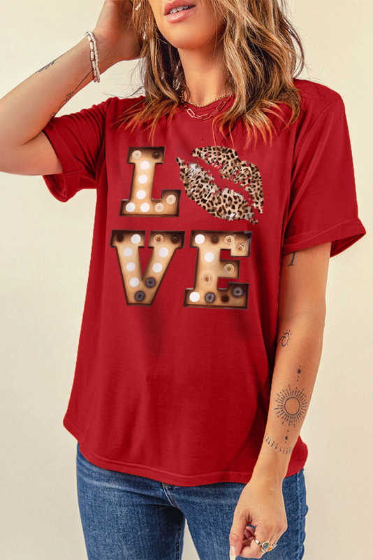 Red Valentine's LOVE Graphic Tee LC25219637-103