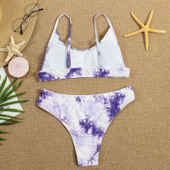 Purple Two-piece Tie Dye Bikini TQK610175-8