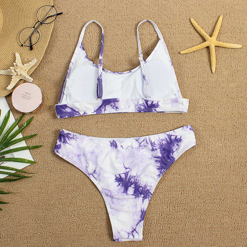 Purple Two-piece Tie Dye Bikini TQK610175-8