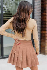 Apricot Collared Ribbed Long Sleeve Bodysuit LC6421209-18