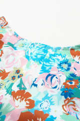 Sky Blue Floral Print Wrap Long Sleeve Bodysuit LC6421132-4