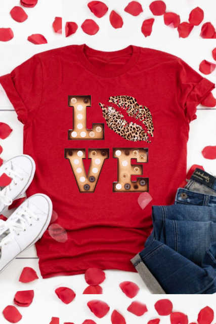 Red Valentine's LOVE Graphic Tee LC25219637-103