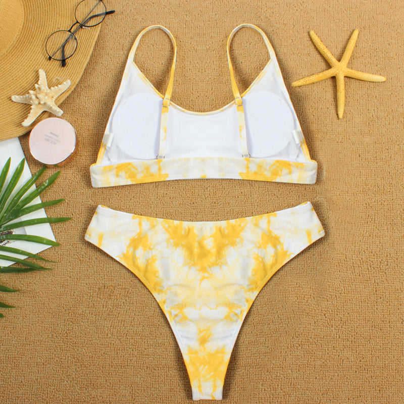 Yellow Two-piece Tie Dye Bikini TQK610175-7