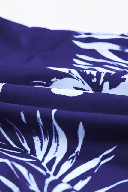 Blue Floral Pattern Strapless Tankini Set LC414353-5