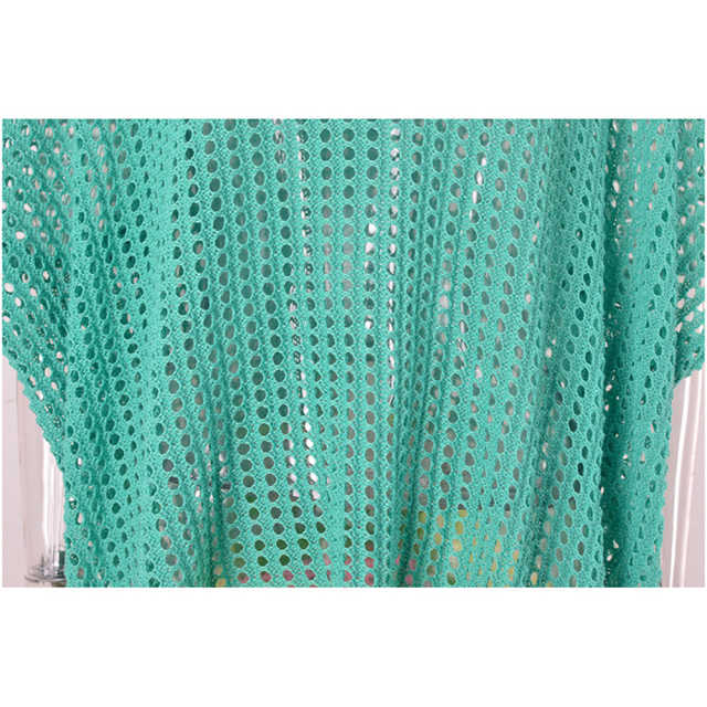 Blue Hollw-out Colorblock Hem V Neck Beach Cover TQX650055-5