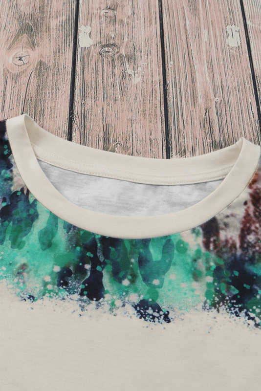 Blank Graphic Leopard Dyed Print T Shirt LC25220335-20