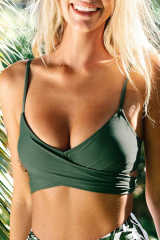Green Elliott Wrap Tie Back Bikini Top LC46234-9
