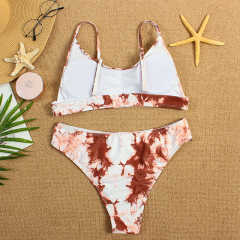 Coffee Two-piece Tie Dye Bikini TQK610175-15