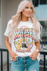White COUNTRY MUSIC NASHVILLE Graphic Tee LC25220128-1