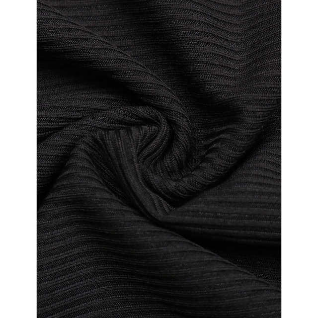 Black Rib Asymetrical Slim Fit Long Sleeve Bodysuit TQV220135-2