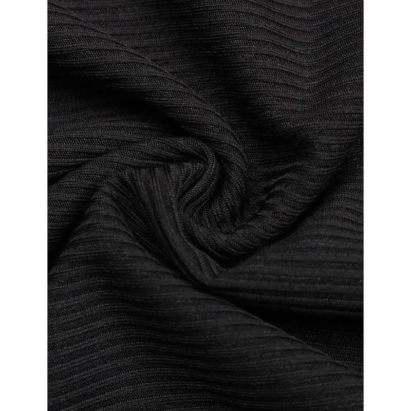 Black Rib Asymetrical Slim Fit Long Sleeve Bodysuit TQV220135-2
