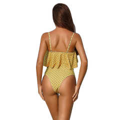 Yellow Floral Print Two-Piece Bikini Set TQK610155-7