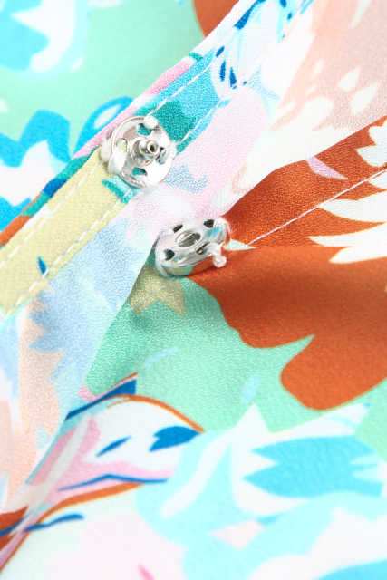 Sky Blue Floral Print Wrap Long Sleeve Bodysuit LC6421132-4
