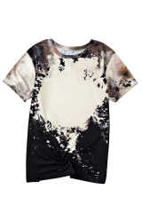 Black Blank Apparel- Bleached Dyed Print O-neck Graphic T Shirt LC25220612-2