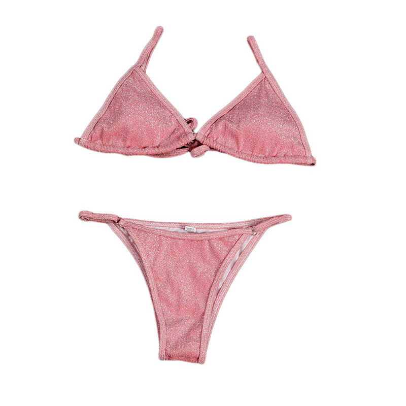Light Pink Glitter Yarn Two-piece Bikini Set TQK610202-39
