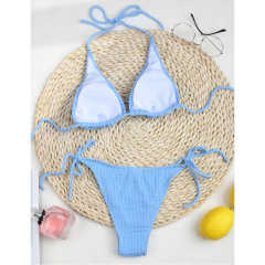 Light Blue Solid Triangle Bikini Set TQK610265-30