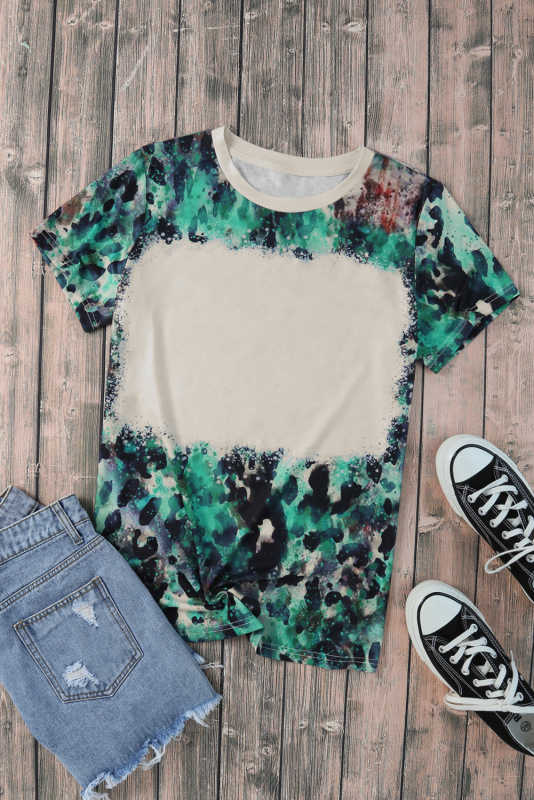 Blank Graphic Leopard Dyed Print T Shirt LC25220335-20