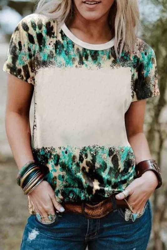 Blank Graphic Leopard Dyed Print T Shirt LC25220335-20