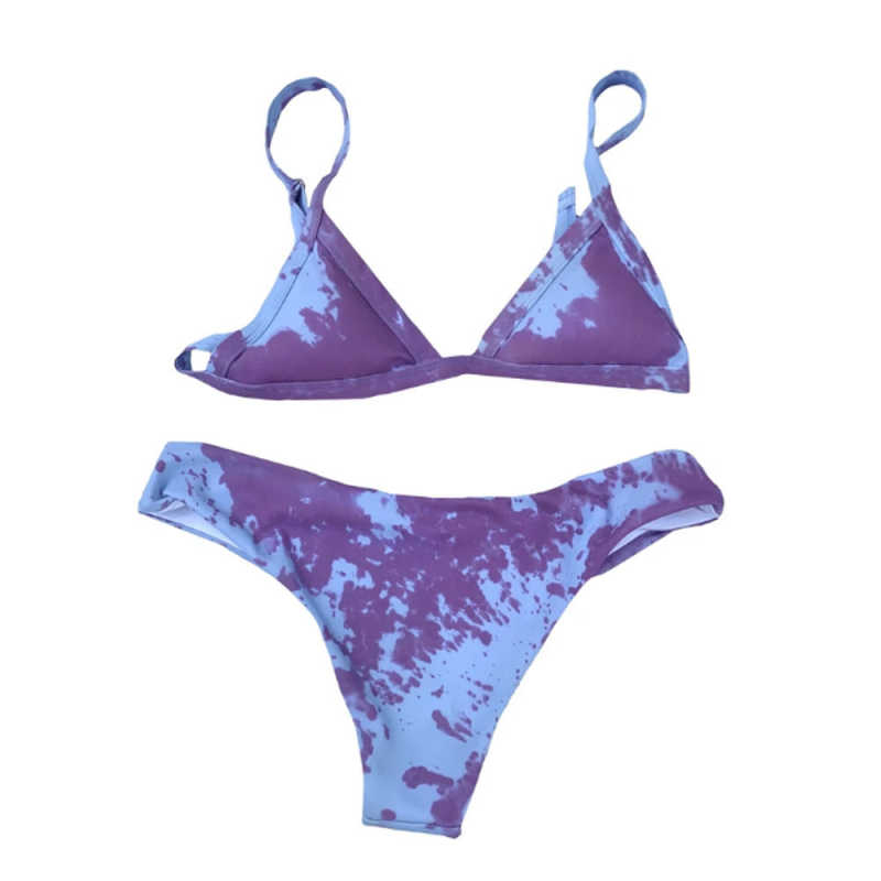 Purplish Red Tie Dye Discoloration Bikini Set TQK610176-32