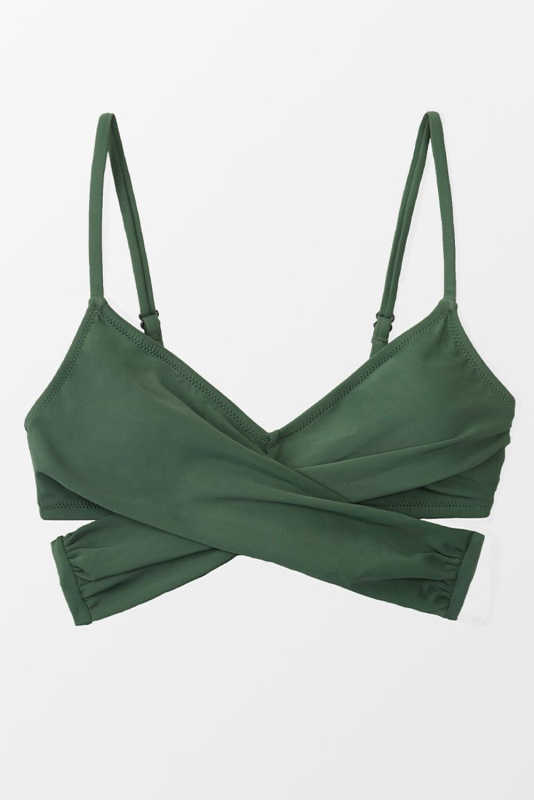 Green Elliott Wrap Tie Back Bikini Top LC46234-9