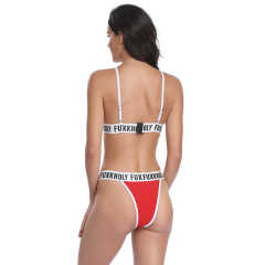 Red Letters Print Bandage Bikini Set TQK610204-3