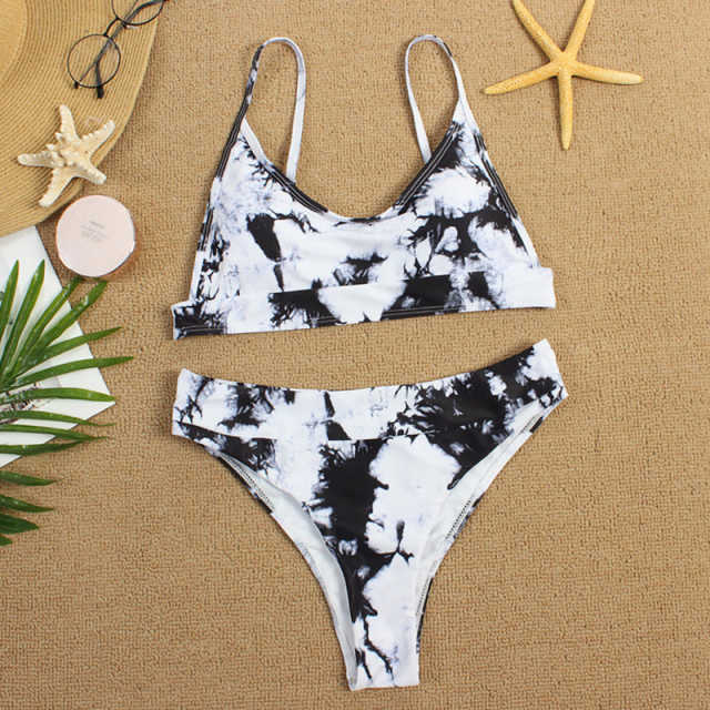Black Two-piece Tie Dye Bikini TQK610175-2