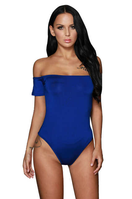 Blue Off Shoulder Bodysuit LC32052-5