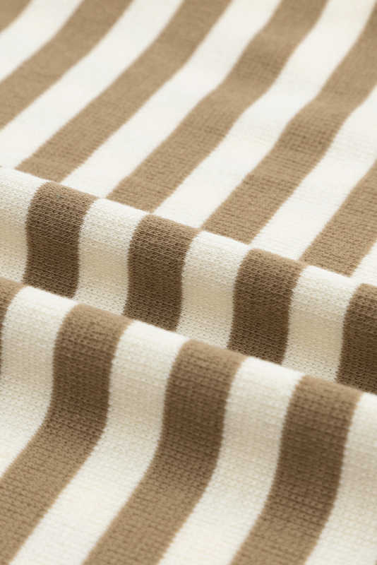 Khaki Striped Contrast Thumbhole Oversized Hoodie LC25314485-16