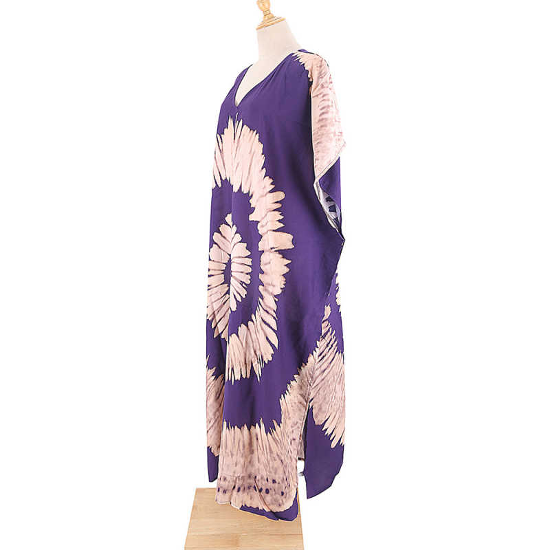 Purple Graffiti Loose Beach Kimono Dress TQK650096-4