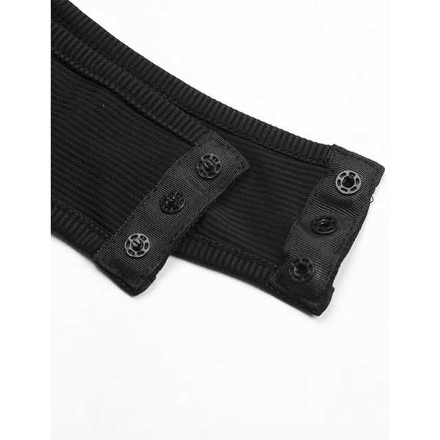 Black V Neck Wrap Long Sleeve Bodysuit TQV220137-2