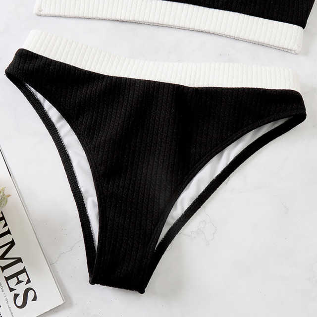 Black Splice Yellow 2 Piece Bikini Set TQK610268-2